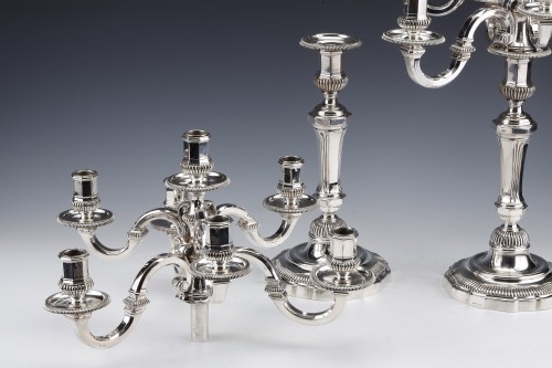 Puiforcat - Important Pair of late 19th century solid silver candelabra - Napoléon III
