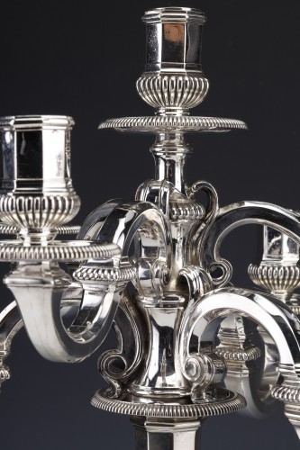 Napoléon III - Puiforcat - Important Pair of late 19th century solid silver candelabra