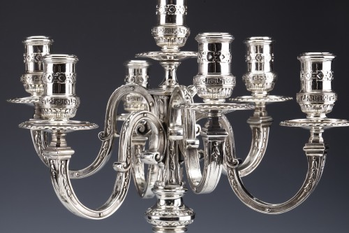Antique Silver  - Marret Frères - Important Pair of Candelabras19th Century Sterling Silver 