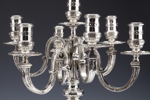 Argenterie et Arts de la table  - Marret Frères - Paire de candélabres en argent massif XIXe