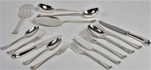 Puiforcat - Cutlery Set 163 Pieces Sterling Silver Model Mazarin 1930 - Antique Silver Style Art Déco