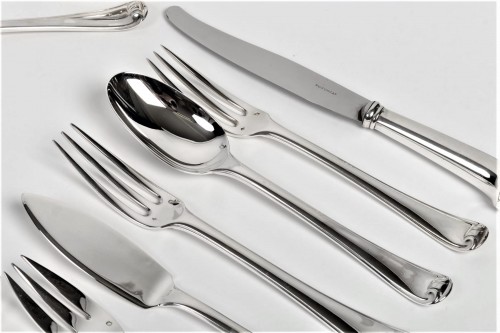 Art Déco - Puiforcat - Cutlery Set 163 Pieces Sterling Silver Model Mazarin 1930