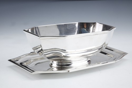 Cardeilhac - Sauceboat on its adherent tray in silver Art Déco - Antique Silver Style Art Déco
