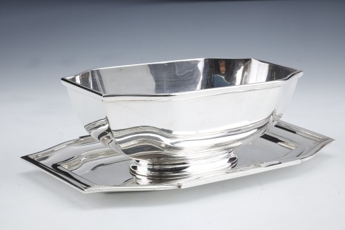 Cardeilhac - Sauceboat on its adherent tray in silver Art Déco - silverware & tableware Style Art Déco