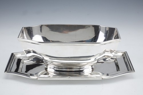 Antique Silver  - Cardeilhac - Sauceboat on its adherent tray in silver Art Déco