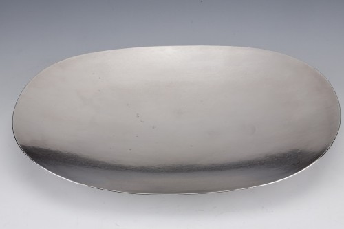 Antique Silver  - Oval fruit bowl in hammered silver XXth Zurich