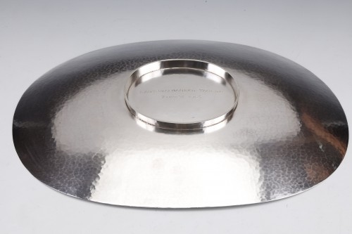 Oval fruit bowl in hammered silver XXth Zurich - 50