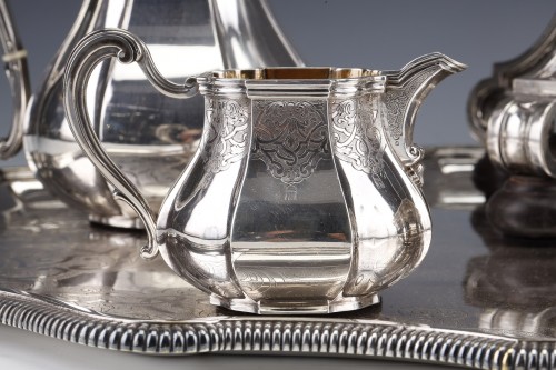 Antique Silver  - A. Aucoc - Tea coffee set  6 silver pieces and his tray 19th