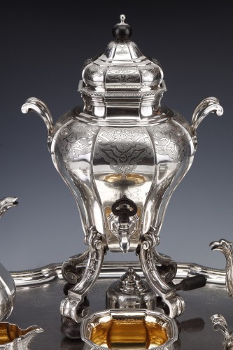 Napoléon III - A. Aucoc - Tea coffee set  6 silver pieces and his tray 19th