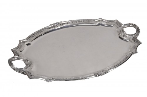 A. Debain - Important Solid Silver Serving Tray Late 19th Century