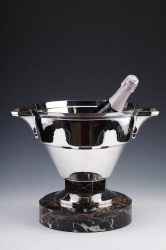 Ravinet d&#039;Enfert - Silver wine cooler on Portor marble circa 1930 - silverware & tableware Style Art Déco