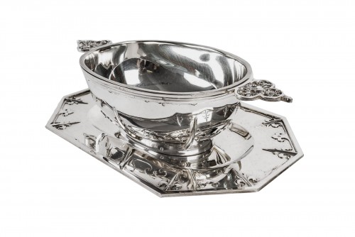 Cardeilhac - Sauce boat on its silver tray Model Fer de lance XIXth