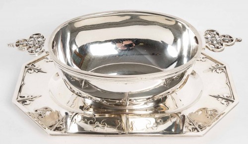 Cardeilhac - Sauce boat on its silver tray Model Fer de lance XIXth - 