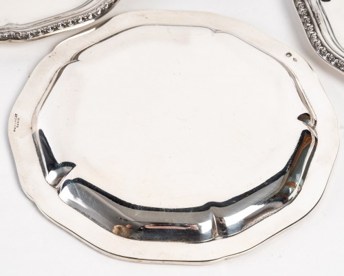 Art nouveau - Puiforcat – Suite de quatre dessous de bouteille en argent début XXe
