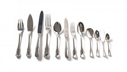 Puiforcat - Twentieth Silver Cutlery Set 153 Pieces "Ségur" Model Unencrypt