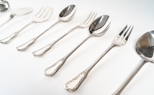 Antiquités - Puiforcat - Twentieth Silver Cutlery Set 153 Pieces &quot;Ségur&quot; Model Unencrypt