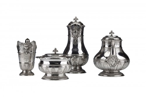 Cardeilhac - Service thé café en argent massif XIXe modèle Mascarons