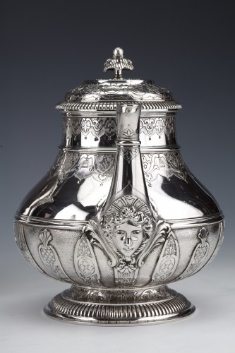 Argenterie et Orfèvrerie  - Cardeilhac - Service thé café en argent massif XIXe modèle Mascarons