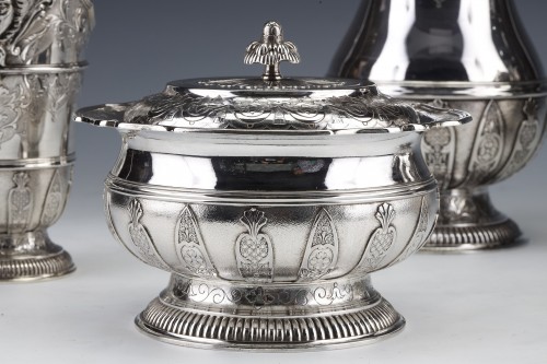 Cardeilhac - Service thé café en argent massif XIXe modèle Mascarons - Emmanuel Redon Silver Fine Art