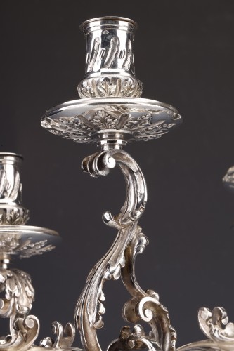 Antiquités - Merite - Pair of zoomorphic sterling silver candelabras 19th century