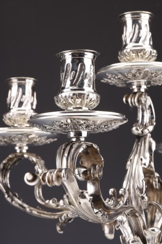 Antiquités - Merite - Pair of zoomorphic sterling silver candelabras 19th century