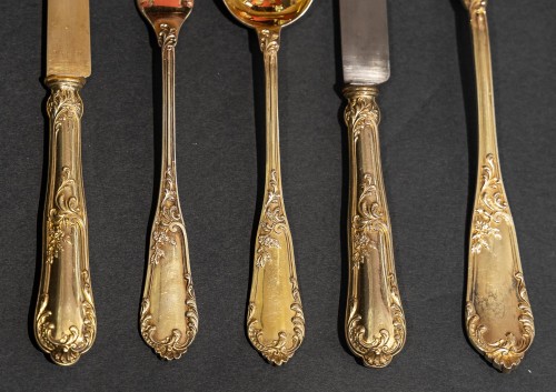 Victor Boivin - Menagère de couverts en argent & vermeil 220 pièces - fin 19e - Argenterie et Orfèvrerie Style Napoléon III