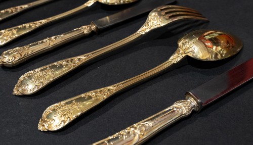 Victor Boivin - Cutlery Set In Silver &amp; Vermeil 220 Pieces - Late 19th - Napoléon III