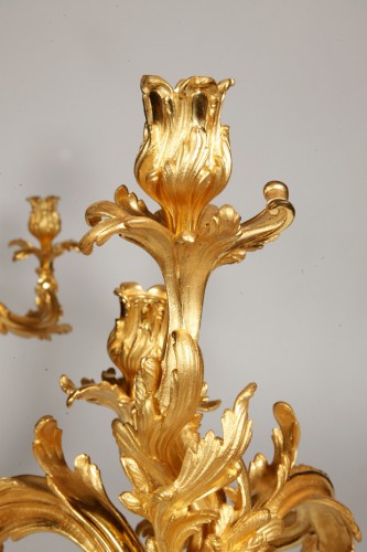 Lighting  - Pair of late 19th century gold bronze candelabras