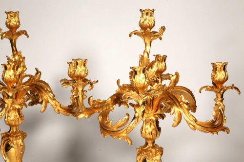 Paire de candelabres en bronze dore Napoleon III  - Emmanuel Redon Silver Fine Art
