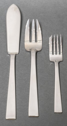 20th century - Jean Tetard - Silver cutlery set 154 pieces art deco