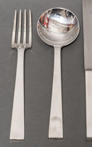 Art Déco - Jean Tetard - Silver cutlery set 154 pieces art deco