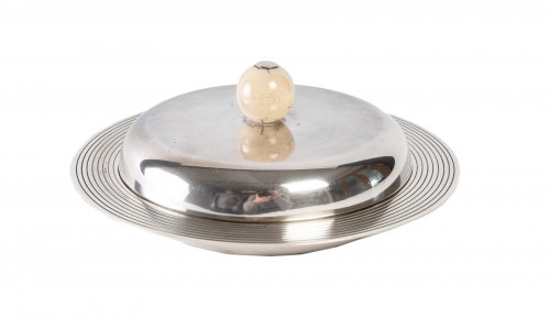 Puiforcat - Beurrier couvert en argent massif époque Art Deco