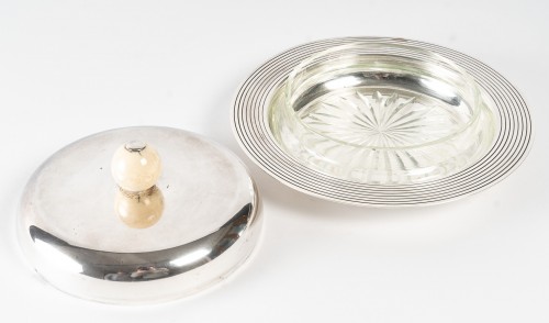 Puiforcat - Beurrier couvert en argent massif époque Art Deco - Emmanuel Redon Silver Fine Art