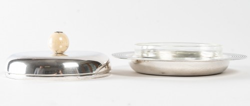 Puiforcat - Beurrier couvert en argent massif époque Art Deco - Art Déco