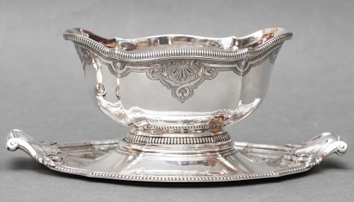 Lapparra &amp;  Gabriel - Pair Of Sauceboats On Tray In Sterling Silver  - silverware & tableware Style Art nouveau