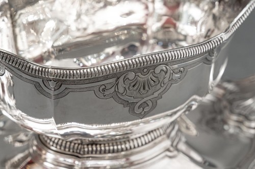 20th century - Lapparra Gabriel - Pair Of Sauceboats On Tray In Sterling Silver 
