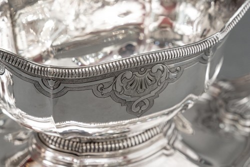 20th century - Lapparra &amp;  Gabriel - Pair Of Sauceboats On Tray In Sterling Silver 