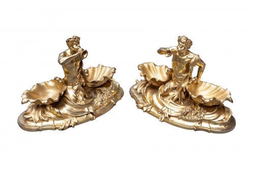 Maison Boudet - pair of 19th century vermeil salt cellars