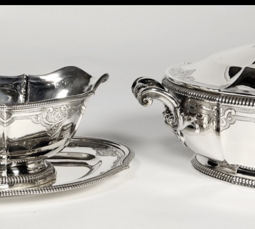 Antique Silver  - Lapparra - Silver table setting composed of a vegetable dish