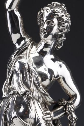 19th century - Jacques Léonard Maillet (1823-1894) - Allegorical Statue In Sterling Silver  XIXe