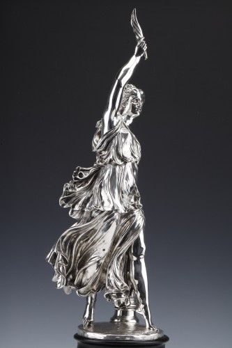 Napoléon III - Jacques Léonard Maillet (1823-1894) - Allegorical Statue In Sterling Silver  XIXe