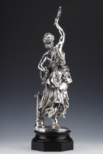 Antiquités - Jacques Léonard Maillet (1823-1894) - Allegorical Statue In Sterling Silver  XIXe