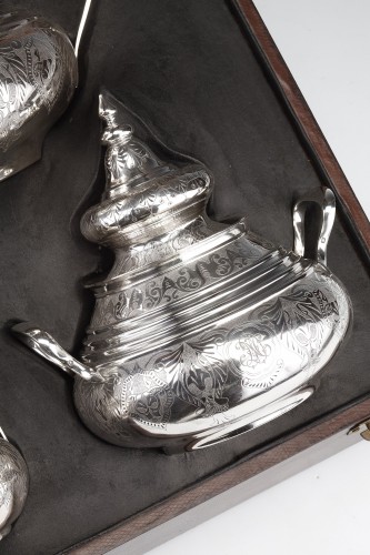 Antique Silver  - Roger - Free-pieces silver Tea service XIXth Orientalism Period