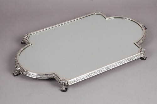 Antiquités - Surtout de table miroir une partie en bronze argenté XIXe