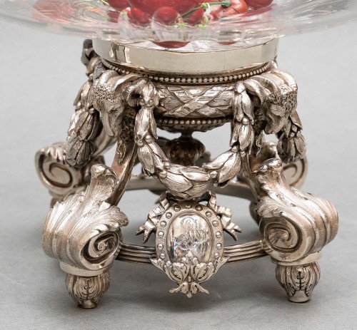 - Paire de coupes en cristal gravé sur support en argent massif XIXe - Argenterie et Orfèvrerie Style Napoléon III