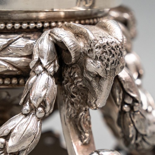 Napoléon III - - Pair of engraved crystal cups on solid silver support XIXè century