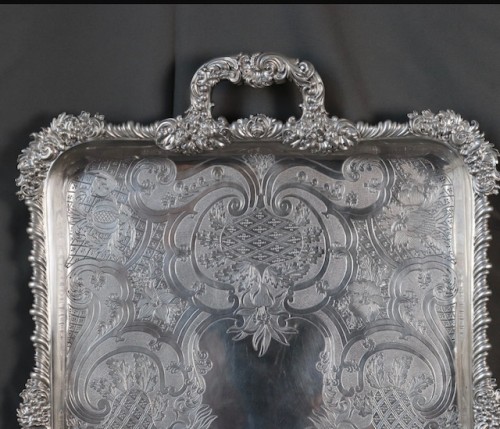 Charles Nicolas Odiot - Important solid silver tray circa 1840/1860 - silverware & tableware Style Louis-Philippe