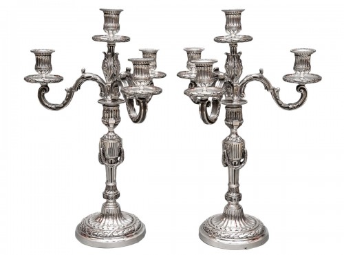 Gaston Signard - Paire of candelabras in sterling silver early 20th century