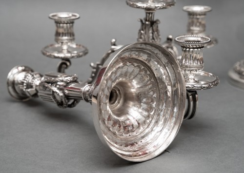 Antiquités - Gaston Signard - Paire de candélabres en argent massif début XXe