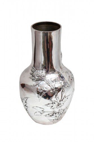 Edmond Tetard - Vase with thistles Sterling silver circa 1900
